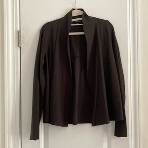 Eileen Fisher Dark Neutral Open Front Viscose Crepe Jacket Size XS
